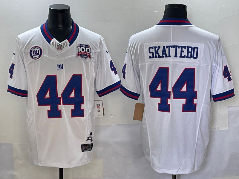 Men 2025 New York Giants #44 Skattebo White Throwback Three generations Nike Limited NFL Jersey style 16